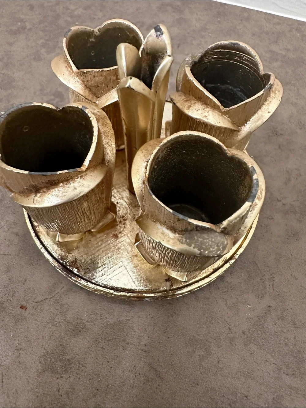 Vintage Avon Golden Vanity Lipstick Holder Gold Floral Metal Rosebud- Shaped